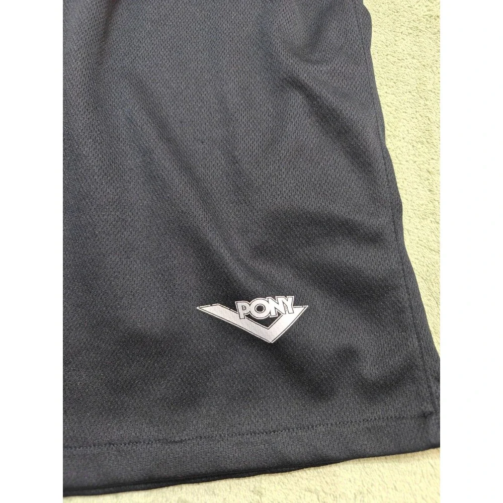 Pony Mens Athletic Shorts XL Black Mesh Elastic Waist Drawstring Running Soccer